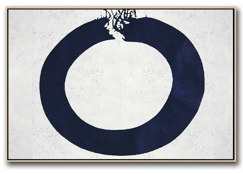 Colorful Wall Art,Horizontal Navy Painting Abstract Minimalist Art On Canvas,Big Art Canvas